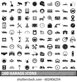 100 garage icons set in simple style for any design vector illustration