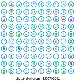 100 garbage recycling icons set in cartoon style for any design vector illustration