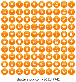 100 gardening icons set orange