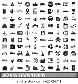 100 gas station icons set in simple style for any design vector illustration