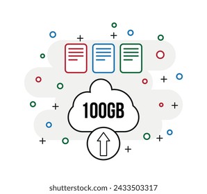 100 Gb cloud storage. Design upload files and documents, concept save files online