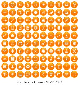 100 gear icons set orange