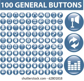 100 general buttons. vector