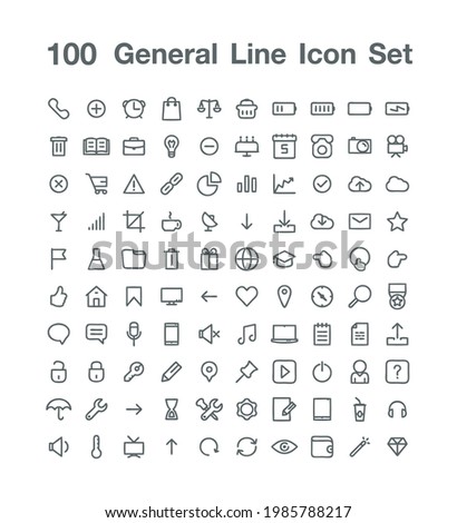 100 General line icon set vector