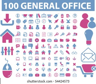100 general office signs. vector