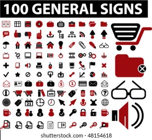 100 general signs. vector