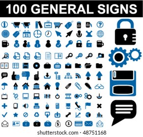 100 general signs. vector