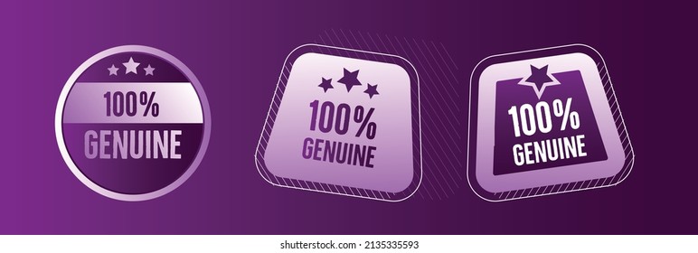 100% genuine icon set, logos vector illustration - Shutterstock ID 2135335593