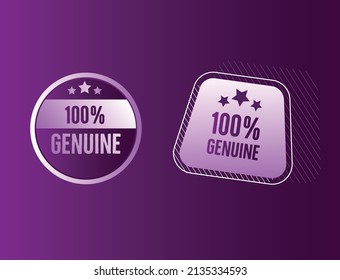 100% genuine icons, logo vector illustration
