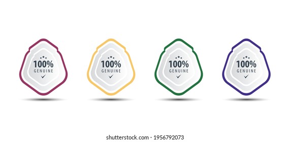 100% Genuine Logo Or Icon Badge With Stars In Rounded Guarantee Shape. Get Used To Certified, Guarantee, Warranty, Assurance, Etc.