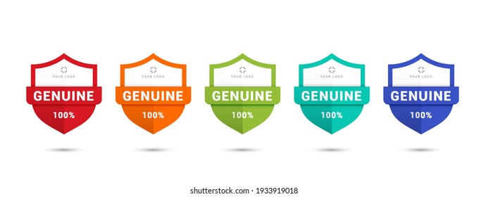 100% genuine logo or icon illustration template with stars in shield shape badge. Get used to Security, Certified, Guarantee, Warranty, Assurance, etc. Vector illustration design template. - Shutterstock ID 1933919018