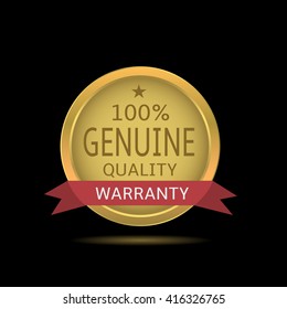 100% Genuine quality label with red warranty ribbon