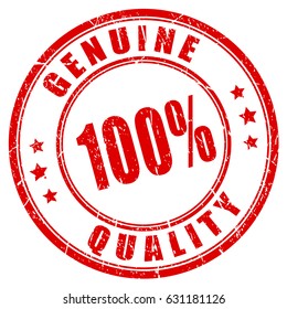 100 genuine quality rubber vector stamp illustration isolated on white background