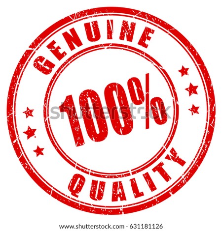 100 genuine quality rubber vector stamp illustration isolated on white background