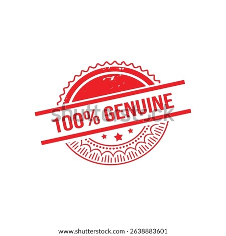 100% Genuine Rubber Stamp. Red Confidential Rubber Grunge Stamp Vector Illustration