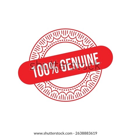 100% Genuine Rubber Stamp. Red Confidential Rubber Grunge Stamp Vector Illustration