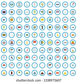 100 geography icons set in flat style for any design vector illustration