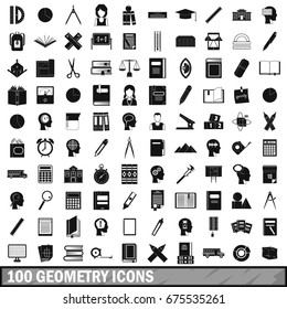 100 geometry icons set in simple style for any design vector illustration