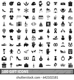 100 gift icons set in simple style for any design vector illustration