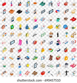 100 girl icons set in isometric 3d style for any design vector illustration