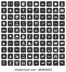 100 glasses icons set in black color isolated vector illustration