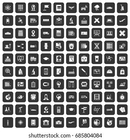 100 globe icons set in black color isolated vector illustration