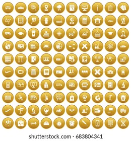 100 globe icons set gold