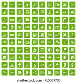 100 globe icons set in grunge style green color isolated on white background vector illustration