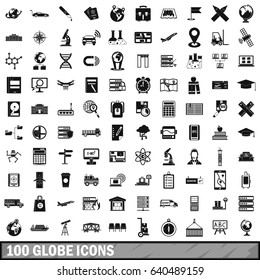 100 globe icons set in simple style for any design vector illustration