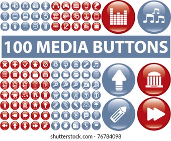100 botones de medios brillantes, vector