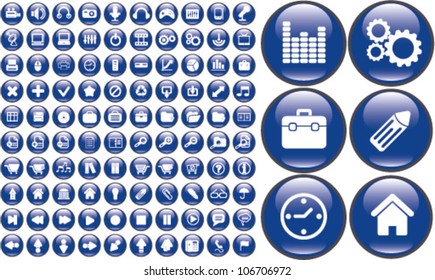 100 glossy web internet buttons set, vector