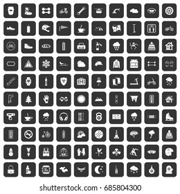 100 glove icons set in black color isolated vector illustration