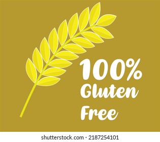 100% Gluten Free Vector Illustration.