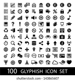 100 Glyph Icon Set