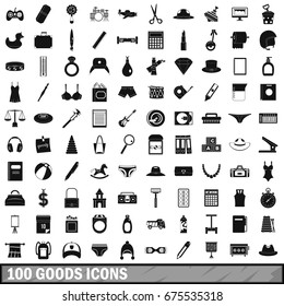 100 goods icons set in simple style for any design vector illustration