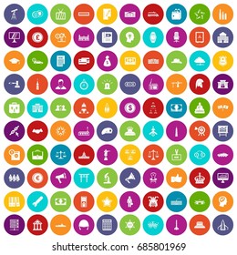 100 government icons set in different colors circle isolated vector illustration
