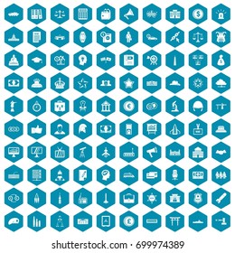 100 government icons set in sapphirine hexagon isolated vector illustration
