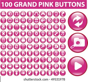 100 grand pink buttons. vector