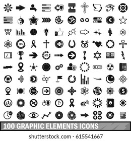 100 graphic elements icons set in simple style for any design vector illustration