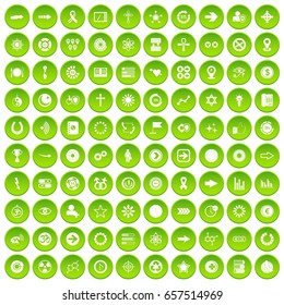 100 graphic elements icons set green circle isolated on white background vector illustration