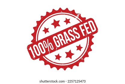 100% Grass Fed Rubber Stamp Seal Vector