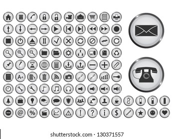 100 gray icons for web, business, media. This is eps10 file.