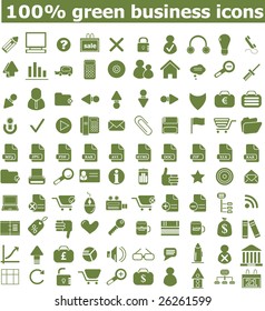 100 green business icons  - easy edit vectors set