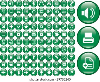 100 green glossy buttons