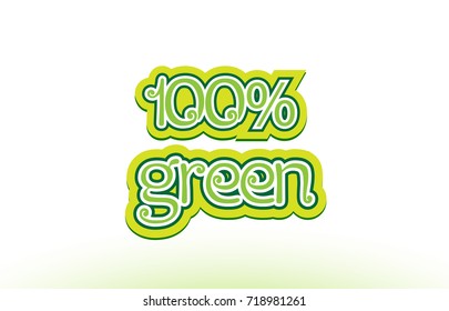 100% green word or text logo badge on a white background