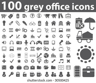 100 iconos grises de oficina.vector