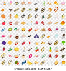 100 grocery icons set in isometric 3d style for any design vector illustration
