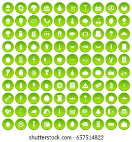 100 grocery shopping icons set green circle isolated on white background vector illustration
