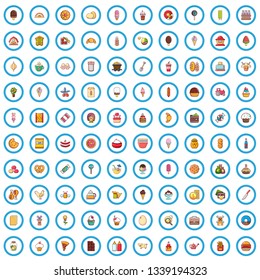100 grocery store icons set. Cartoon illustration of 100 grocery store vector icons isolated on white background
