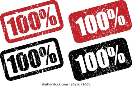 Sceau 100% Grunge Text Concept - Illustration vectorielle pour les badges de qualité et de garantie